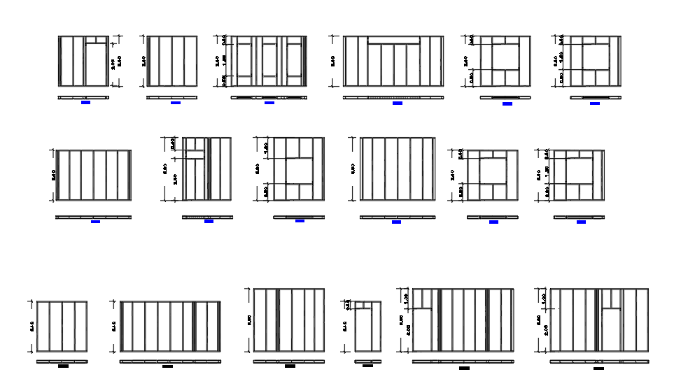 Front elevation details of paneles