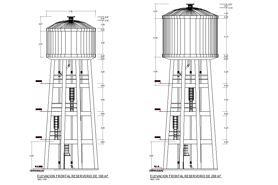 Front elevation high reservoir layout file