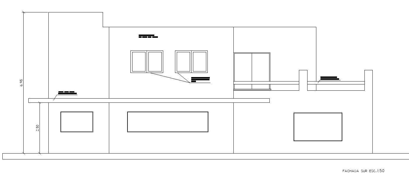 Front elevation home plan detail dwg file