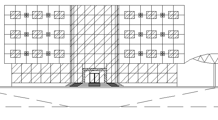 Front elevation view details of regional bank dwg file