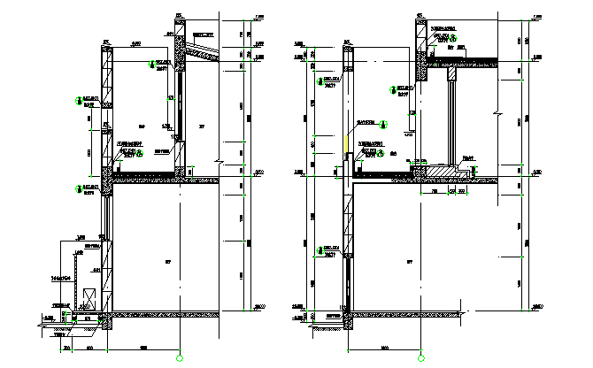 Front sectional details of building
