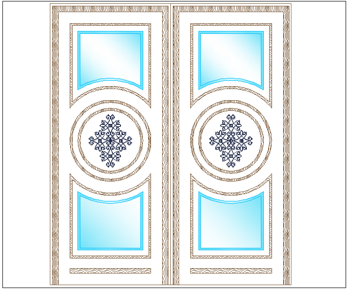 Front view of wooden door