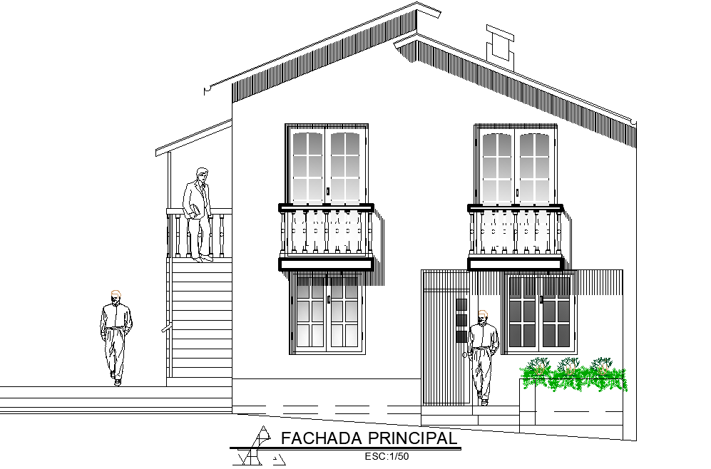 Front Elevation House Building Drawing Download DWG File