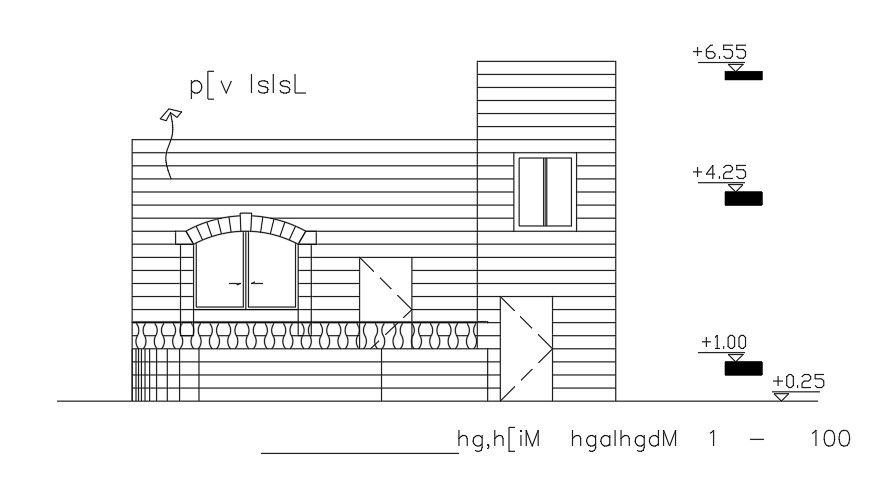 Front Elevation Of 9x13 Meter House AutoCAD Layout