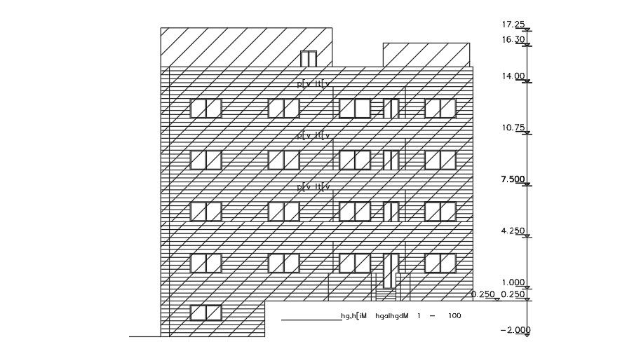 Front Elevation Of Apartment Building AutoCAD File