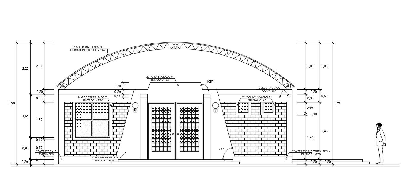 Front Elevation detail drawing provided in this AutoCAD file. Download this 2d AutoCAD drawing file.