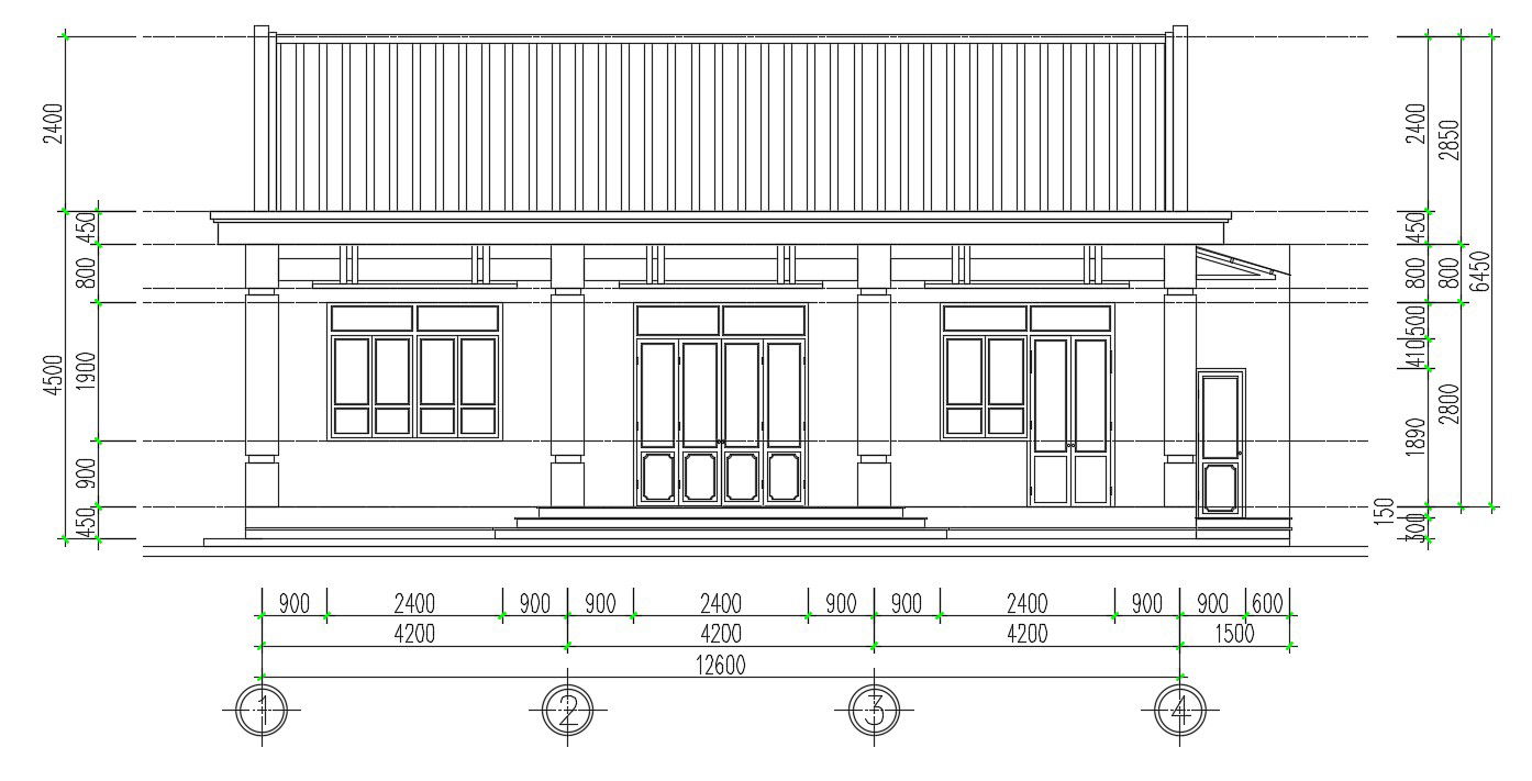 Front House Building Elevation Design Download Free DWG File