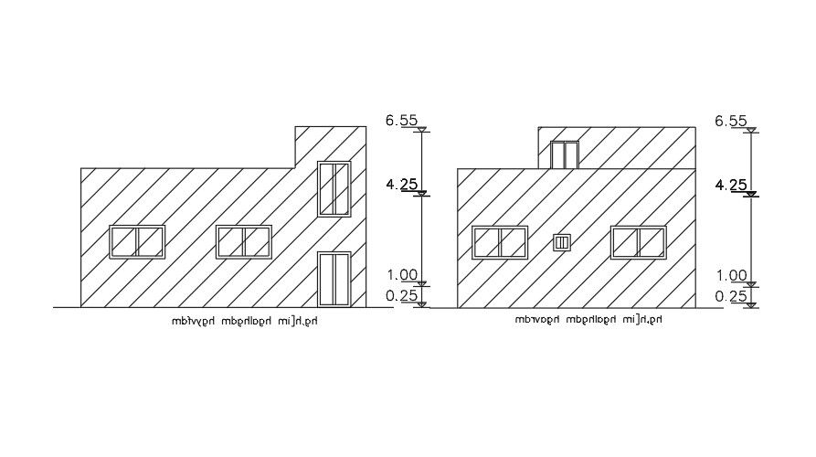 Front Side And Back Side Elevation Of 11x9 Meter House AutoCAD File