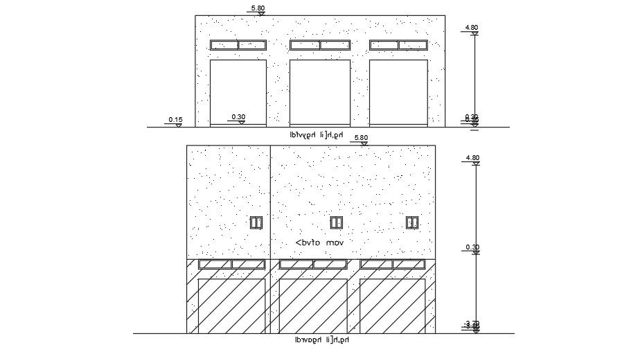 Front Side And Back Side Elevation Of 12x13 Meter Shop AutoCAD File