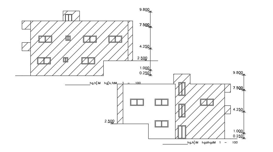 Front Side And Back Side Elevation Of 13x15 Meter House AutoCAD File
