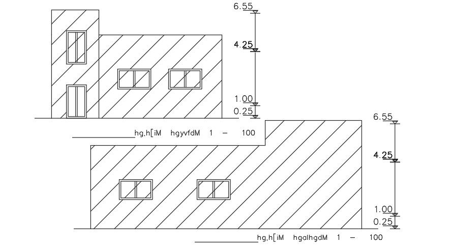 Front Side And Back Side Elevation Of 16x11 Meter House AutoCAD File