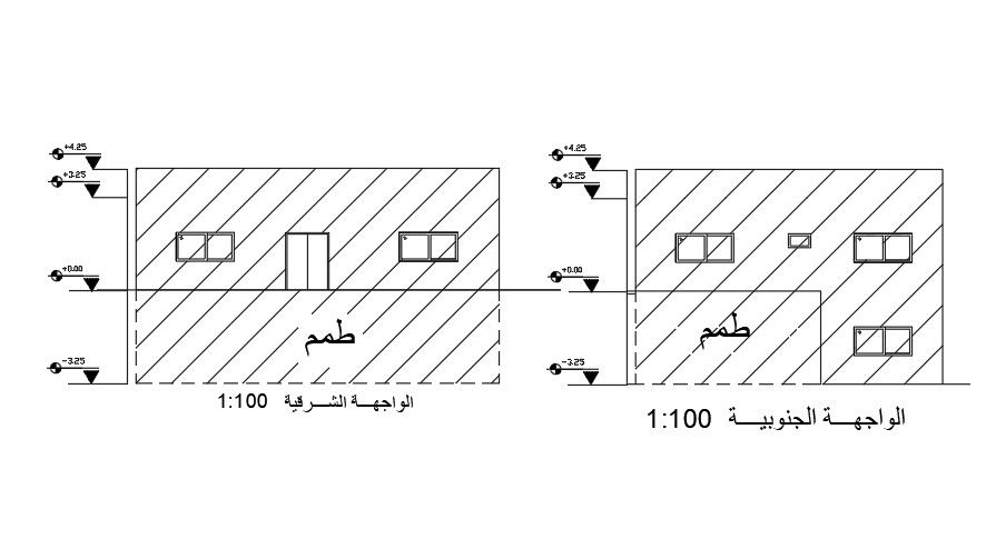Front Side And Back Side Elevation Of House AutoCAD File