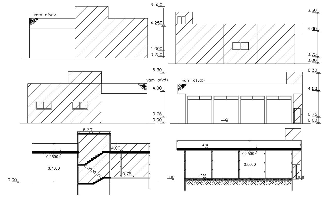 Front Side Shop With House Building Design DWG File