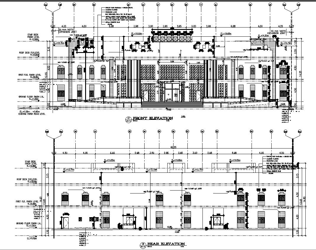 House Elevation AutoCAD File with Side and Rear View