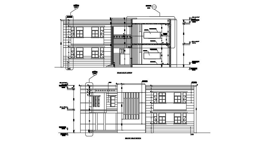 Front and rear elevation of school.