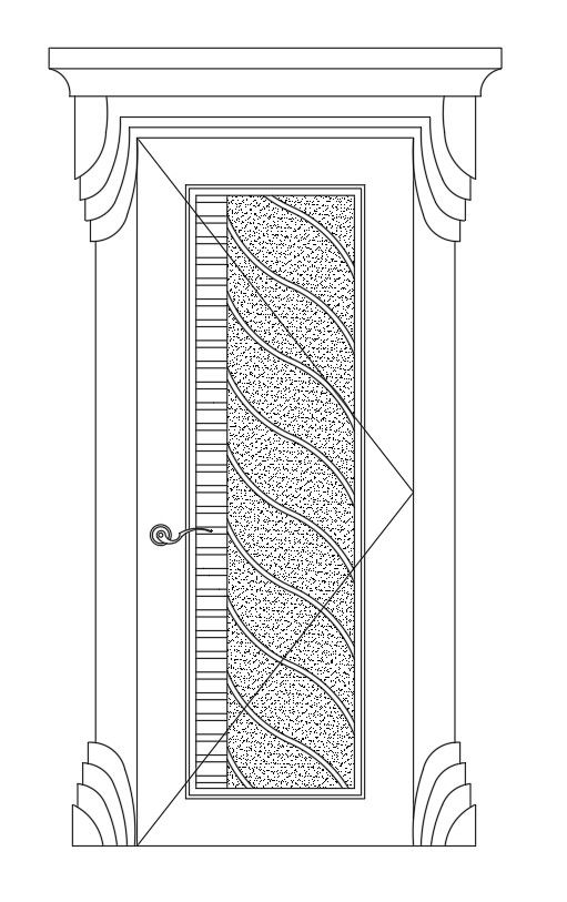 Front door design elevation in AutoCAD, dwg file.