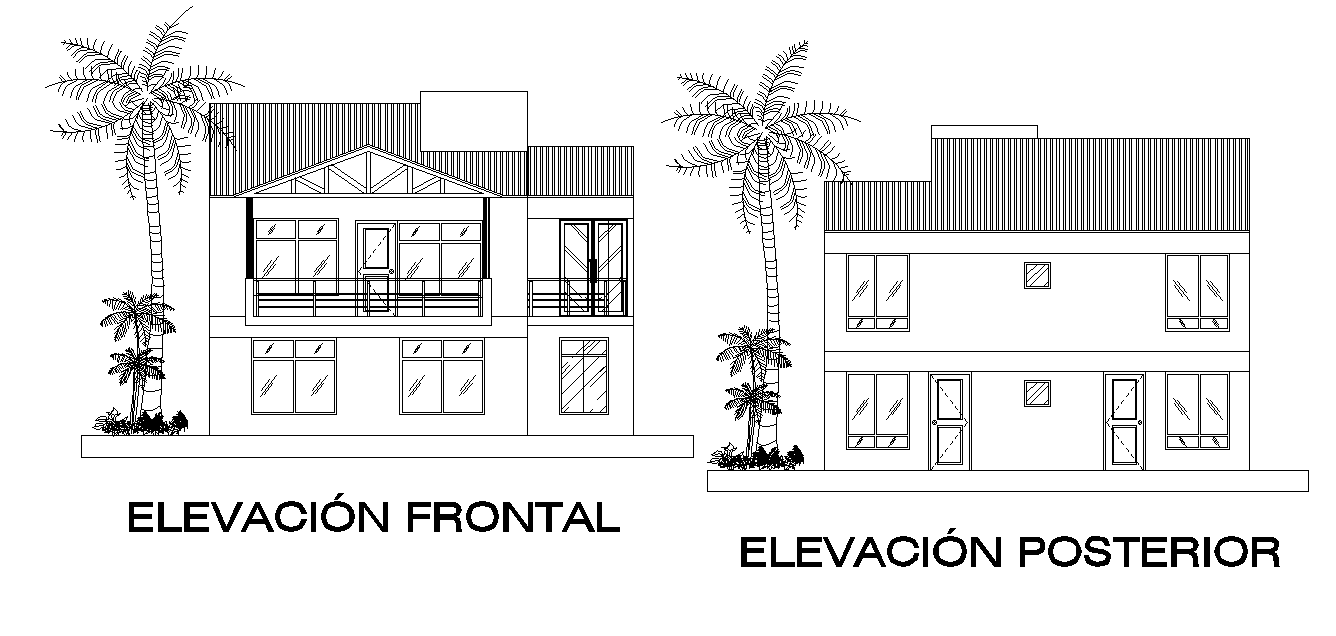 Front elevation and elevacion posterior details are given in this model. Download the 2D Autocad DWG drawing file.