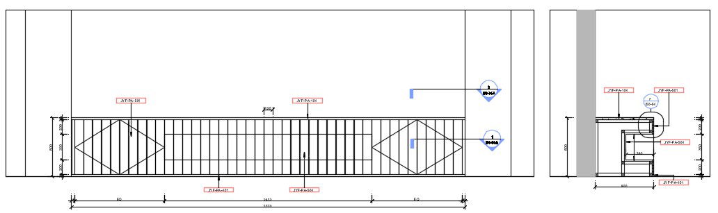 Front elevation and section detail stated in this AutoCAD file. Download this 2d AutoCAD drawing file.