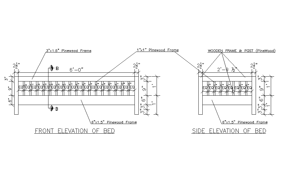 2D Front Elevation View Presented in AutoCAD Drawing File