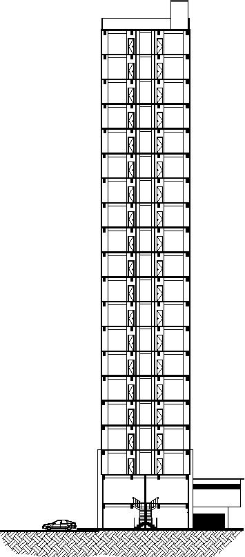 Front elevation of 20 story building in AutoCAD, Dwg files.