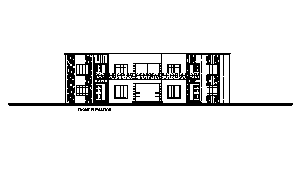 Front elevation of 24x12m residential plan is given in this Autocad drawing file.Download now.