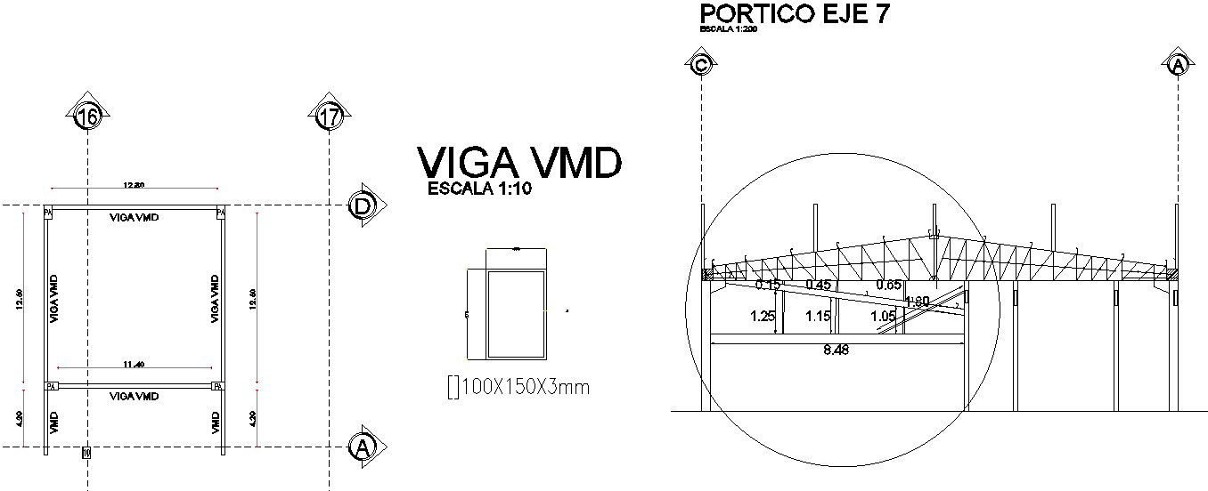 Front elevation of Steel Structural Frame.