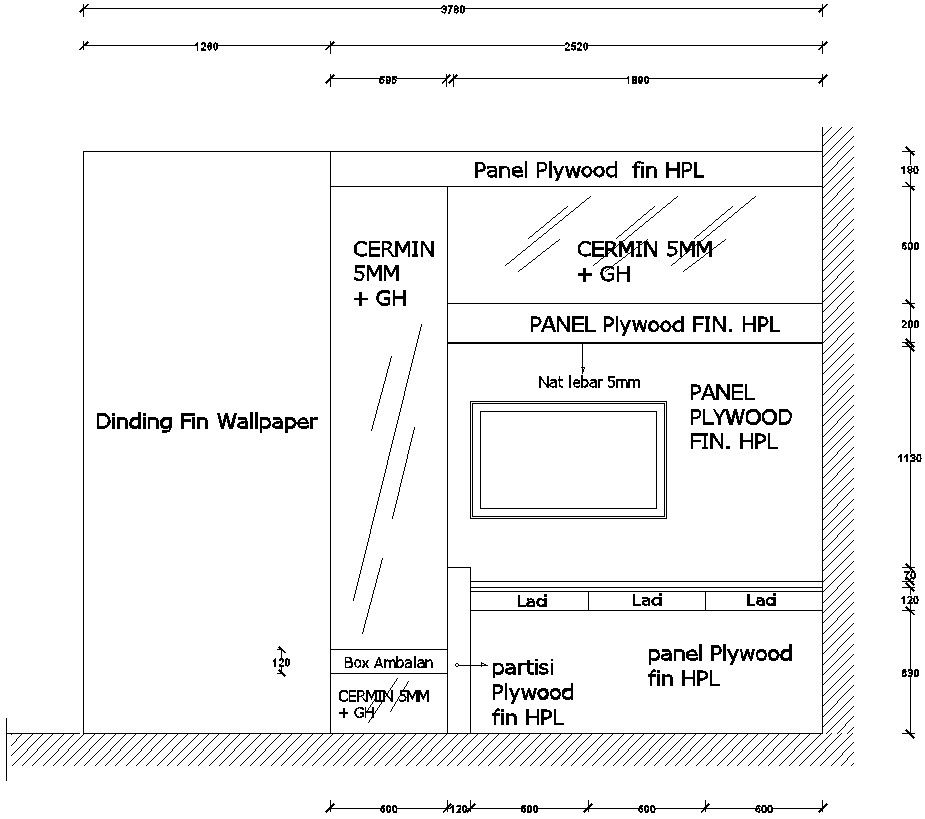 TV Unit Front Elevation CAD Block in AutoCAD DWG File