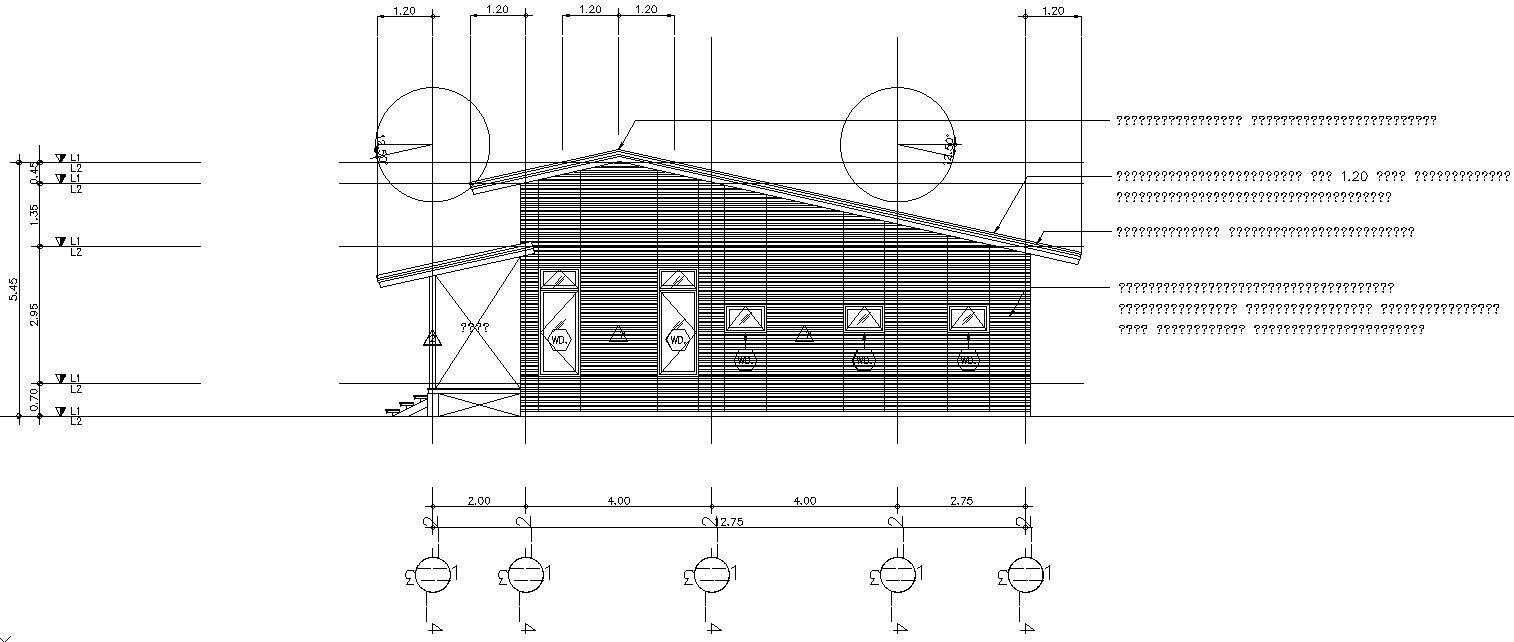 Front elevation of a Modern house.