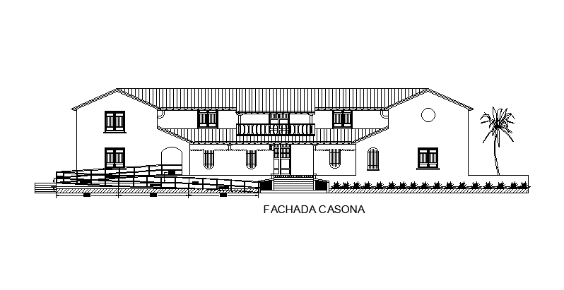 Front elevation of bungalow detail drawing separated in this cad file. Download this 2d AutoCAD drawing file.