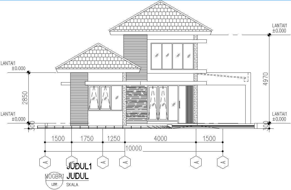 Front elevation of modern house plan