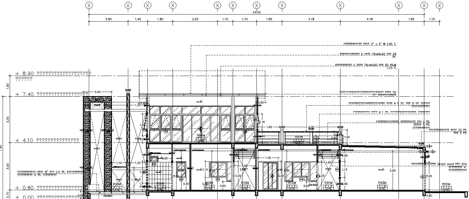 Front elevation of restaurant in detail AutoCAD drawing, dwg file, CAD file