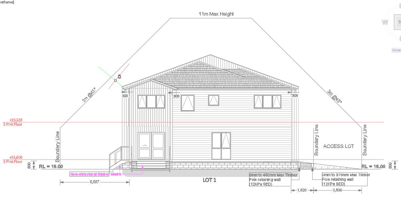 Duplex House Front View in AutoCAD 2D Architecture Plan