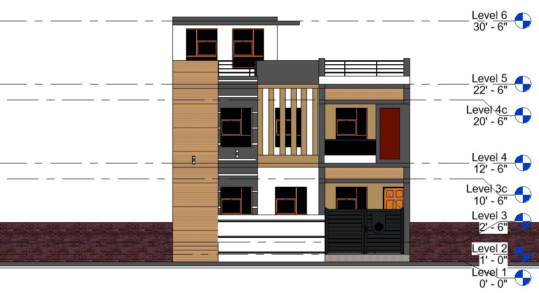 Front Elevation of House Design Presented in DWG Architectural File