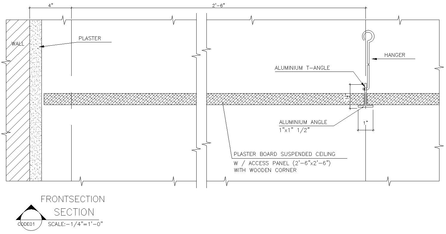 Front elevation of wall details in AutoCAD, dwg file.