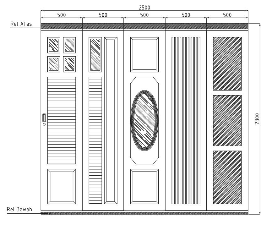 Front Elevation of Wardrobe AutoCAD 2D Drawing DWG File