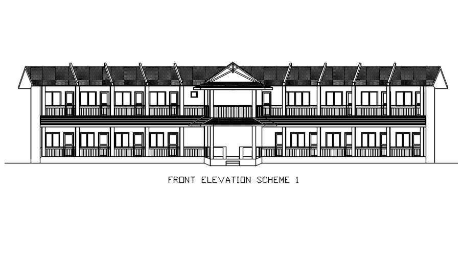Front elevation scheme 1 in detail AutoCAD drawing, dwg file, CAD file