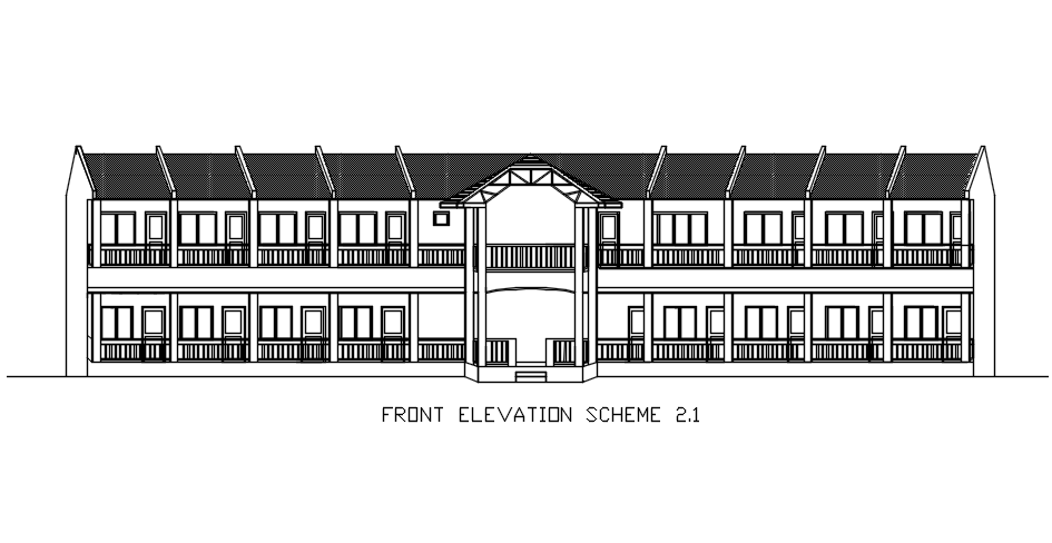 Front elevation scheme 2.1 in detail AutoCAD drawing, dwg file, CAD file
