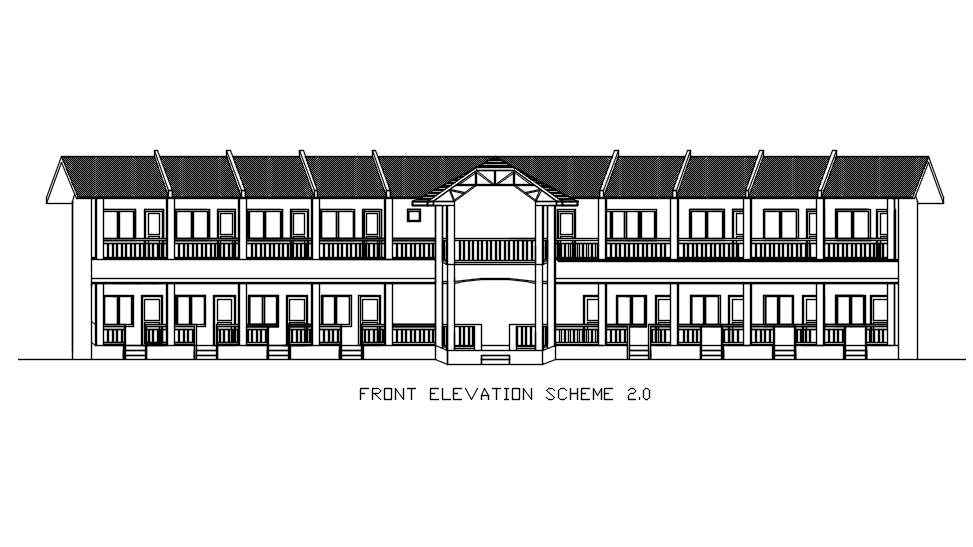 Front elevation scheme 2 in detail AutoCAD drawing, dwg file, CAD file