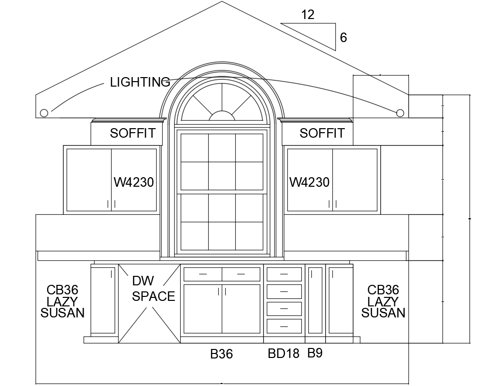 Front elevation view of 80’x96’ house plan of Susan is given in this AutoCAD model. Download now.