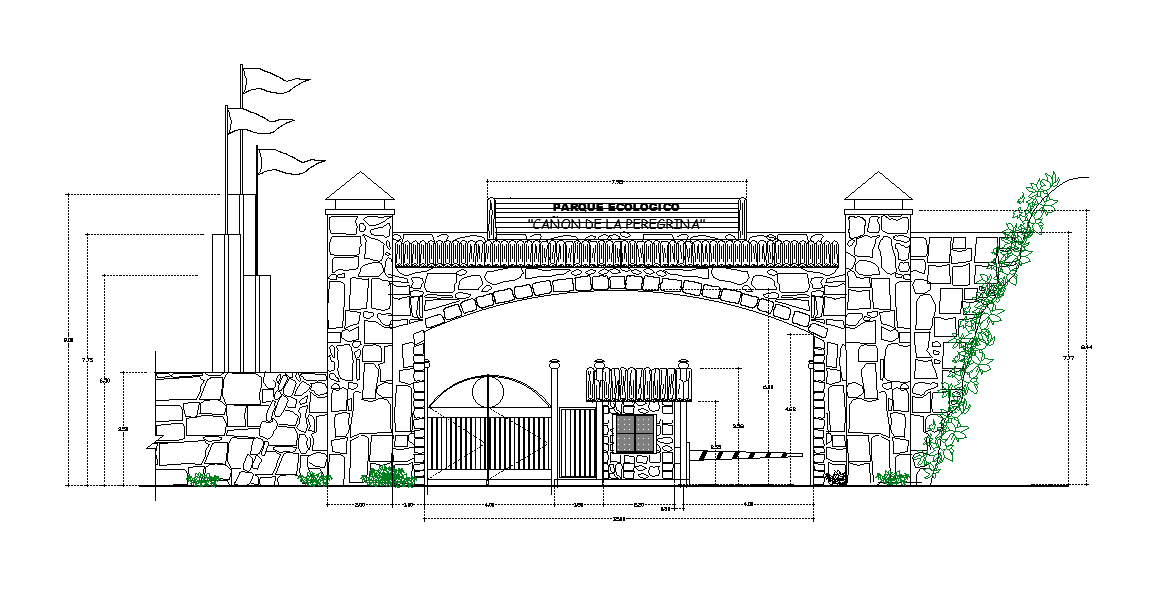 Front elevation view of children’s game park is given in this Autocad drawing file. Download now.