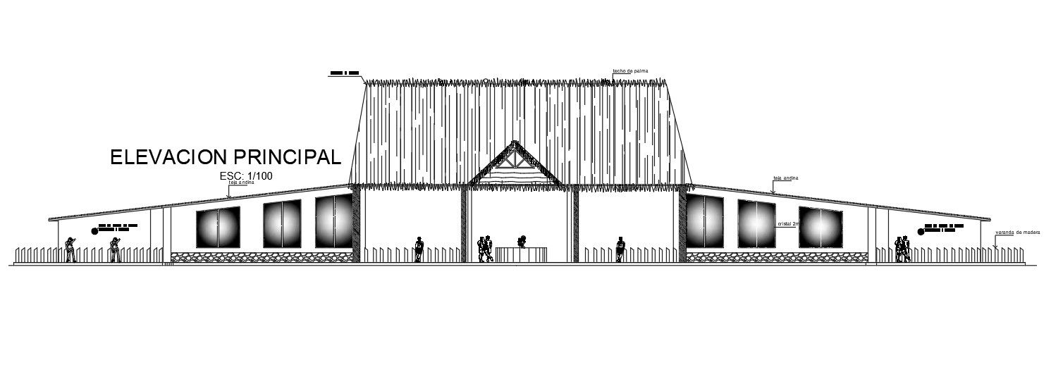 Front elevation view of the game area is given in this Autocad drawing file. Download now.