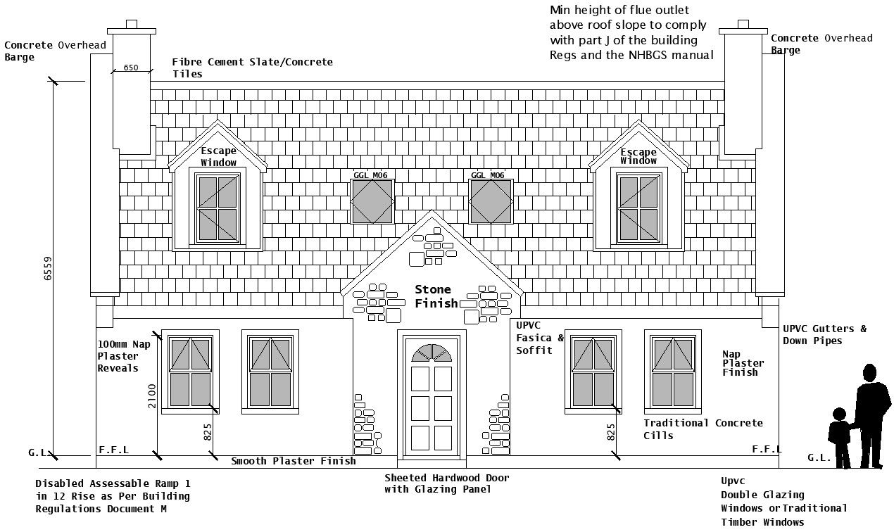 Front exterior work of house with detail AutoCAD drawing