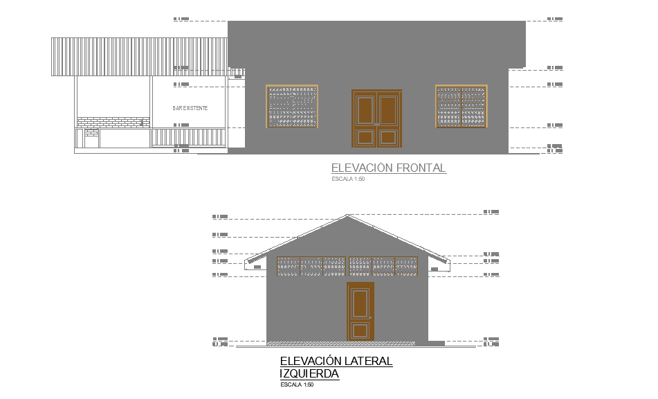 Front & left side elevation of the house building is given in this Autocad file.  Download now.