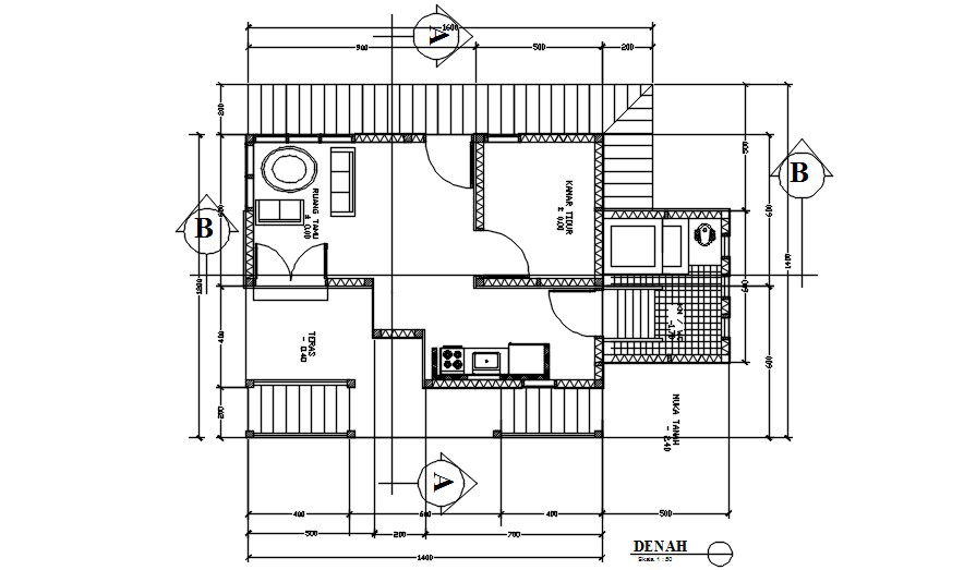 Front look of the wooden house elevation is given in this Autocad drawing file. Download the Autocad DWG file.