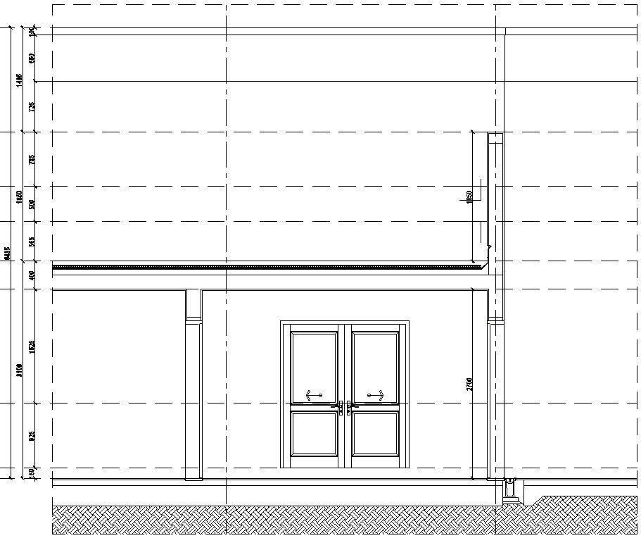 Front view of house with detail AutoCAD drawing, CAD file, dwg file