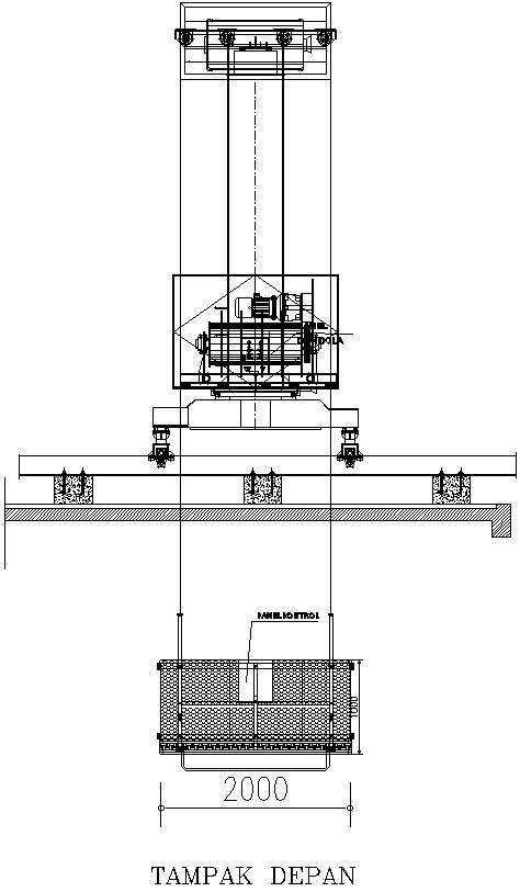 Front view of machine with detail AutoCAD drawing, CAD file, dwg file
