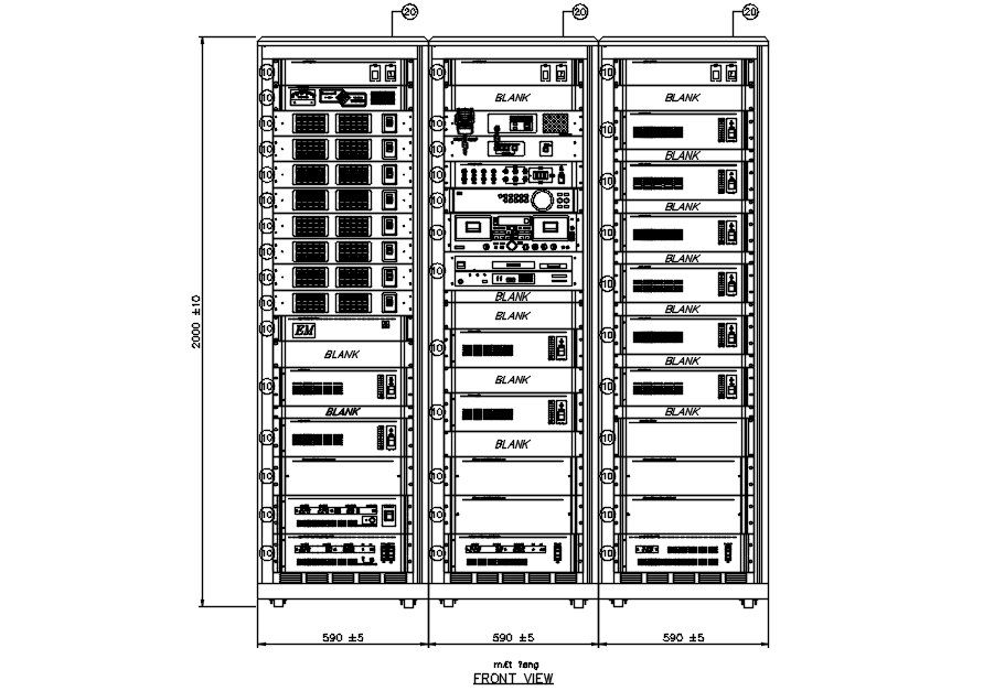 Front view of public address system block diagram, dwg file, CAD file