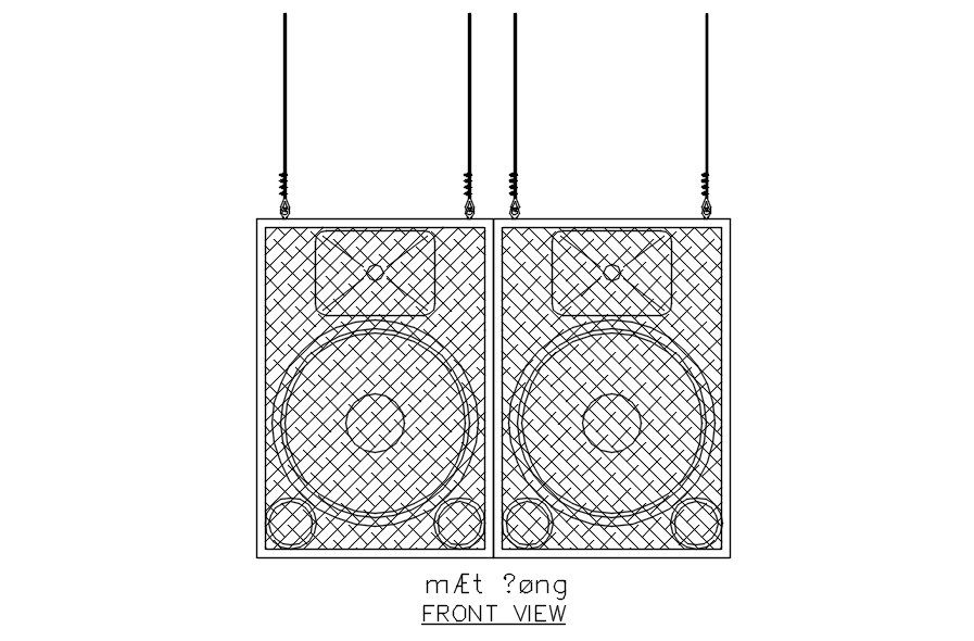 Front view of speaker in AutoCAD 2D, CAD file, dwg file