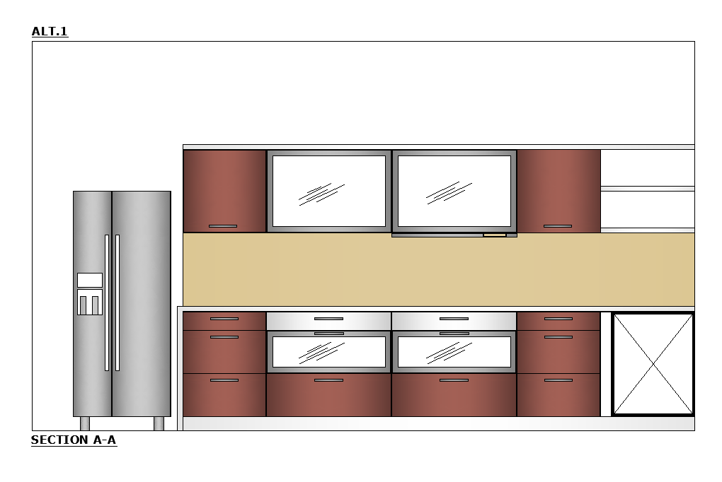 Front view of the 108’x52’ house plan is given in this Autocad drawing file. Download now.