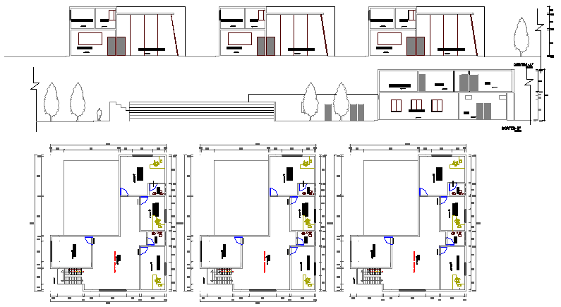 Full elevation and floor plan details of auditorium hall details dwg file